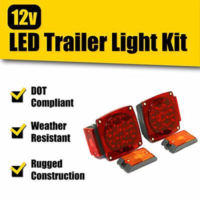 MAXXHAUL 70205 Trailer Light Kit - 12V All LED, Left and Right Waterproof  Submersible for Trailers, Boat Trailer Truck Marine Camper RV Snowmobile