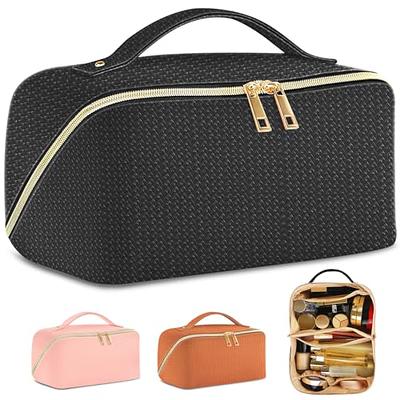 Multifunctional Large Capacity Travel Cosmetic Bag, Women Waterproof Makeup  Bag With Handle And Divider Flat Lay Makeup Organizer Toiletry Bag