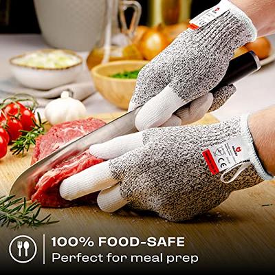 mearens Cut Resistant Gloves, Food Grade Safety Gloves Kitchen Anti Cut Gloves for Cutting, Level 5 Proof Cutting Work Gloves (Large)