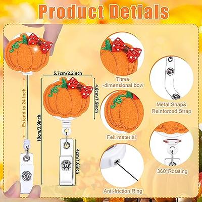 Pumpkin Badge Reel, Fall Badge Reel, ID Holder, Retractable ID