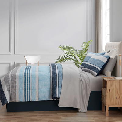 Mainstays 7-Piece Blue Bed in a Bag Comforter Set with Coverlet