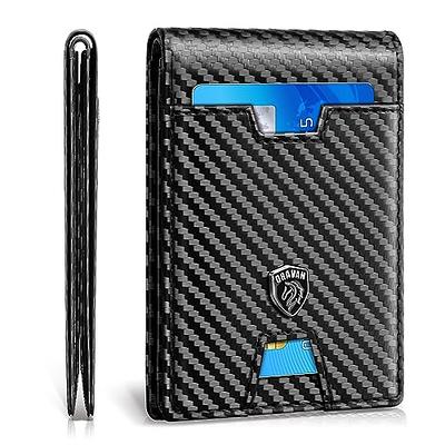 GSOIAX Slim Wallet for Men with 11 card Slots Rfid Blocking Carbon Fiber  wallets Bifold Credit Card Holder Minimalist Leather With Gift Box (Carbon