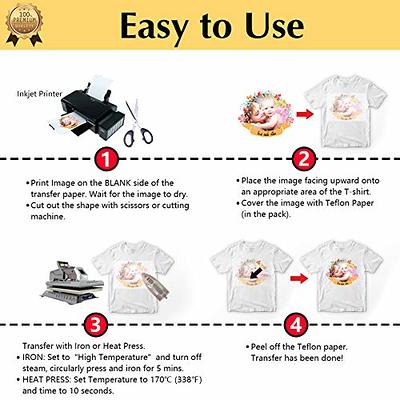 TransOurDream Tru-Iron on Heat Transfer Paper for Dark Fabric (20 Sheets, 8.5x11 inch) T Shirt Transfers Paper for Inkjet Printer Printable Heat