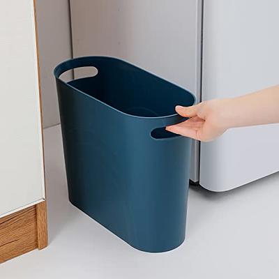 mDesign Plastic Small Trash Can, 1.5 Gallon/5.7-Liter Wastebasket, Narrow  Garbage Bin with Handles for Bathroom, Laundry, Home Office - Holds Waste