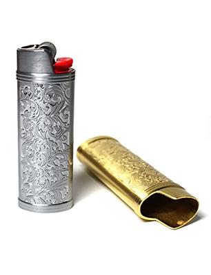 HUMWE 2 Pack Vintage Metal Lighter Case Cover Front Arabesque Engraving  Reusable Lighter Sleeve for Bic J6 Regular Lighters (Style1-Gold&Silver, 2)  - Yahoo Shopping