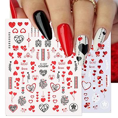  8 Sheets Valentine Nail Art Stickers 3D Self Adhesive Nail  Design Designer Nail Stickers Decoration Valentines Heart Nail Decals for  Women Girls Valentine Nails Decals Supply : Beauty & Personal Care