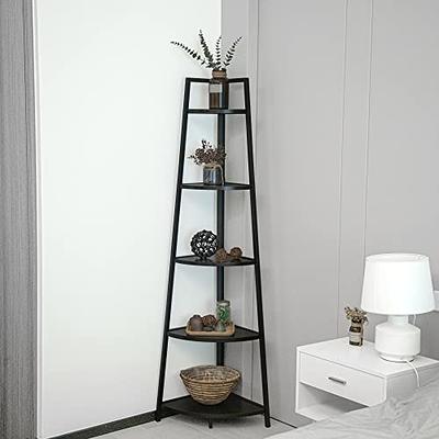 70 inch Tall Corner Shelf, Rustic Ladder Corner Bookshelf Bookcase