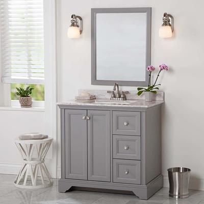 Brescia 30 in. W x 18 in. D x 36 in. H Bath Vanity in Grey with Vanity Top in WH