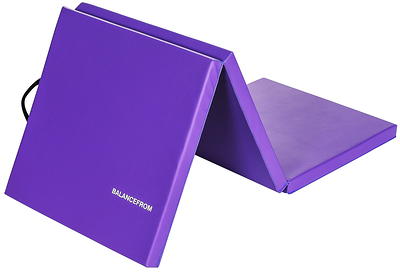 PROSOURCEFIT Tri-Fold Folding Thick Exercise Mat Purple 6 ft. x 2