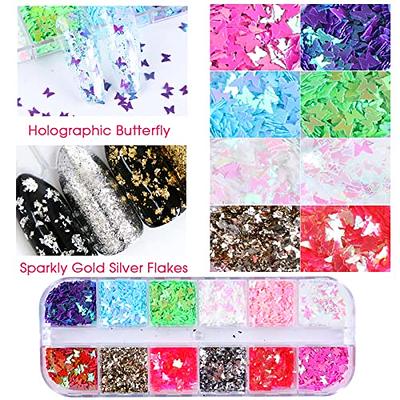 4 Boxes Holographic Nail Glitters Sequins Set Laser Butterfly Heart  Alphabet Letter Star Chunky Glitter Flakes Acrylic Nail Art Tips Stickers  Decorations for Craft/Resin Art/Makeup Holographic Mixed Colors