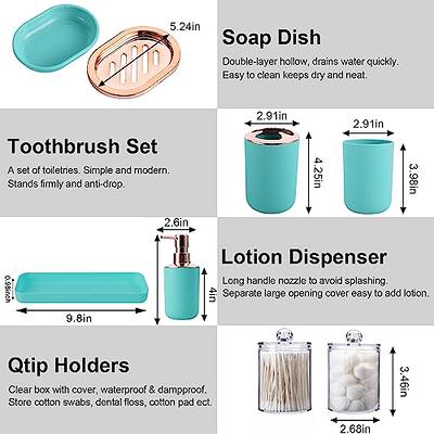 9-Piece Teal Bathroom Accessories Set - Trash Can, Soap Dispenser, Soap Dish,  Toilet Brush, Toothbrush Holder, Mouthwash Cup, Tray, Qtip Dispenser &  Holder - Yahoo Shopping