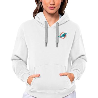 Women's Antigua Black Miami Dolphins Victory Pullover Hoodie