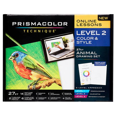 Prismacolor Technique, Art Supplies and Digital Art Lessons, Portrait Drawing Set, Level 1, 26 Count