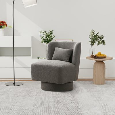 Swivel Barrel Boucle Chair, Comfy Accent Sofa Chair with A Small