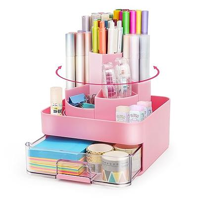 Flytreal 360 Rotating Desk Organizer Pen Holder, Plastic Pencil Stationary  Makeup Brush Drink Mix Packets Organizer, 6 Compartments Spinning Pen Caddy