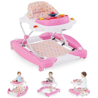 INFANS Foldable Baby Walker, 3 in 1 Toddler Walker Learning-Seated  Walk-Behind for Boys and Girls
