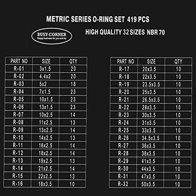 O Ring Kit, SAE & Metric Sizes, Nitrile-70A, Rubber Seals O Rings & 4 Pieces