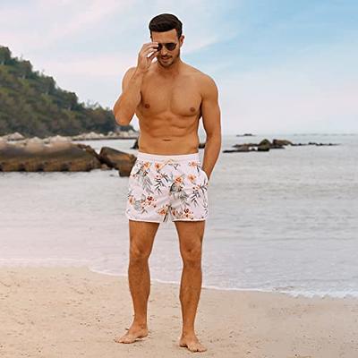 BRISIRA Mens Swim Trunks Vintage Retro Swim Trunks Men 8090s 4in