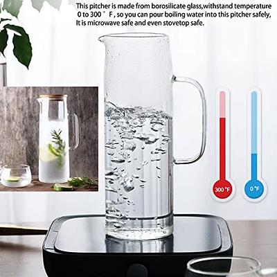 hjn Glass Water Pitcher with Wood Lid Water Carafe with Handle - Fridge  Glass Jug for Hot/Cold Water & Iced Tea Beverage, juice - Yahoo Shopping