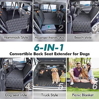 Backseat Extender for Dogs. Car seat Cover with Hard Reinforced Bottom &  Mesh