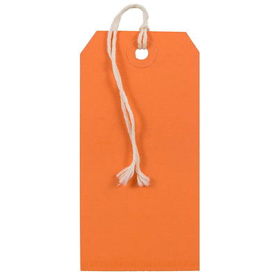 JAM Paper® Gift Tags with String, Small, 3 1/4 x 1 5/8, Neon Orange,  100/Pack (91931044B)