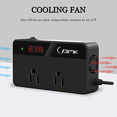 BMK 200W Car Power Inverter DC 12V to 110V AC Car Inverter 4 USB Ports  Charger Adapter Car Plug Converter with Switch and Current LCD Screen