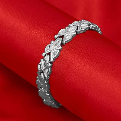 LIFETIME JEWELRY Diamond Cut Floral Link Bracelet for Men and