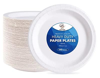 JOLLY CHEF Disposable Paper Plates 10 inch 140 Count, Soak Proof