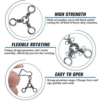 OROOTL 3 Way Swivel Fishing Three Way Swivels, 60pcs 3 Way T-Turn Fishing  Swivels Barrel Triple Swivel Cross Line Swivels Fishing Tackle Connector  for