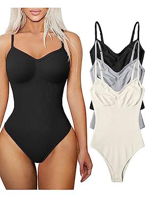 TOB Women's 3 Piece Bodysuits Sexy Ribbed Sleeveless Adjustable Spaghetti  Strips Tops Bodysuits Black Grey Beige - Yahoo Shopping