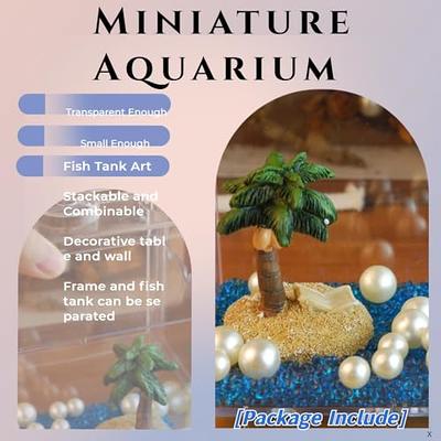 Small Betta Fish Tank, Stackable Mini Aquarium Tank Kit with Aquarium  Gravel Pearl Decoration, 3/5 Gallon Fish Bowl Tiny Cube Tank for Seaweed  Balls