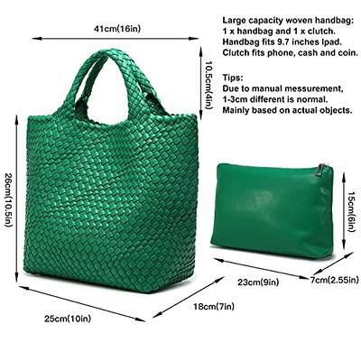 Woven Bag for Women, Vegan Leather Tote Bag Large Summer Beach Travel Handbag and Purse Retro Handmade Shoulder Bag