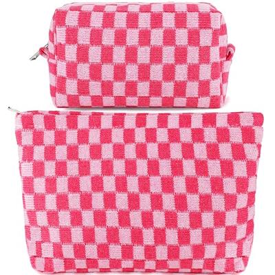 SOIDRAM 6 Pcs Checkered Makeup Bag Preppy Cosmetic Bag Bulk Pink Black  Makeup Pouch Personalize Travel Toiletry Bag Organizer Cute DIY Makeup  Brushes