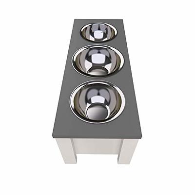 Personalized Elevated Dog Bowl Stand with Internal Storage - Grey