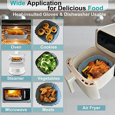Air Fryer Silicone Pot 2 Pack, Dompion for 6QT or Bigger Air Fryer Square  Food Safe