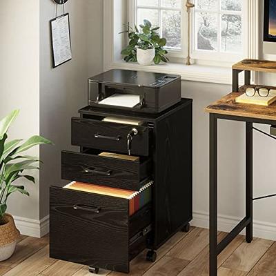 URTR Black 3-Drawer Mobile File Cabinet, Under Desk Metal Rolling Filing  Cabinet with Lock for Legal/Letter/A4 File T-02023-3 - The Home Depot