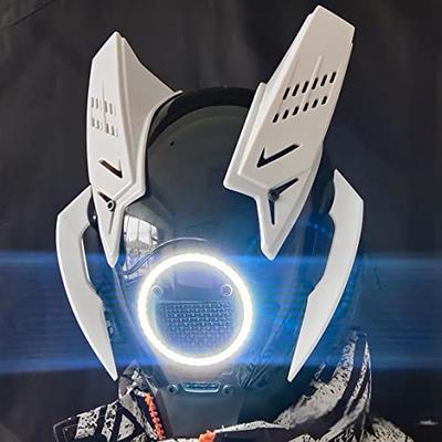 LIGUOGUO Techwear Punk Mask Helmet with Lights Futuristic Mask