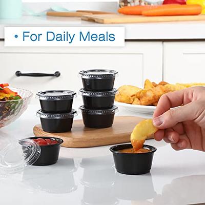 130 Sets - 2 Oz ] Black Plastic Portion Cups, Jello Shot Cups, Small  Plastic Containers with Lids, Airtight Salad Dressing Container, Dipping  Sauce Cups, Condiment Cups for Lunch, Party to Go, Trips - Yahoo Shopping