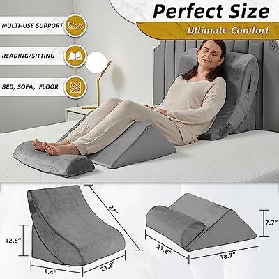 Memory Foam Orthopedic Bed Wedge Pillow for Sleeping, Post Surgery Support for Back,Leg and Knee,Neck Back Leg Support Pillow, Reading Pillow and Bed