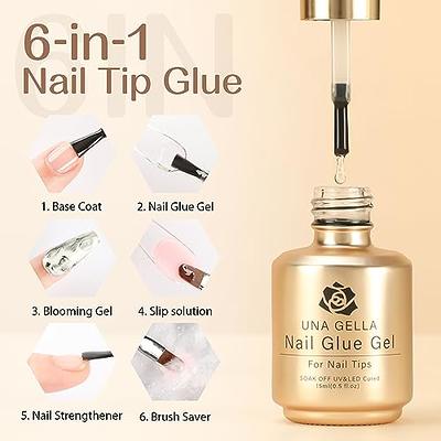 UNA GELLA Gel Nail Glue and Tip Primer Set - Extra Strong Gel x Nail Glue  Long