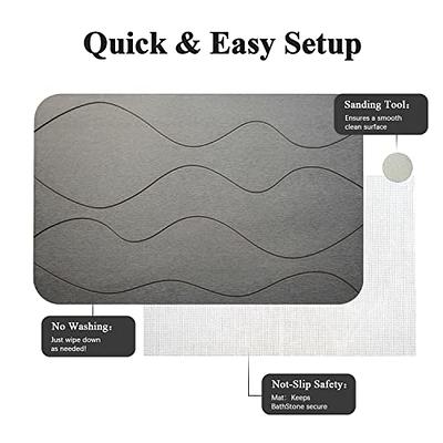 Stone Bath Mat - Non-Slip Fast-Drying Mat for Kitchen Counter, Tub