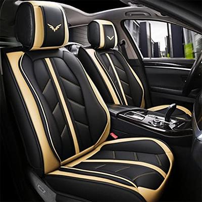 FH Group Car Seat Cushion Durable Black PU Leather Car Seat Cushions, 2 Piece Front Set Car Seat Cushion, Bottom Seat Protector, Water Resistant Car