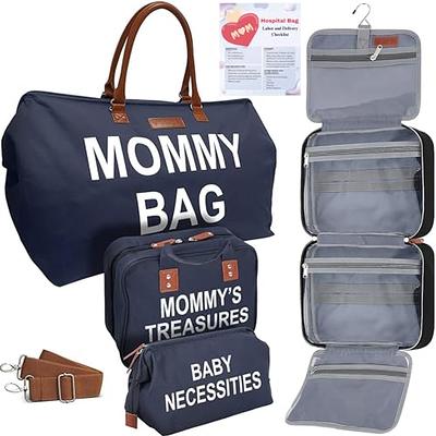printe Mommy Bag for Hospital, Large Capacity Diaper Bag Tote for 2 Kids,  Waterproof Hospital Bag for Labor and Delivery with Straps, Travel Baby