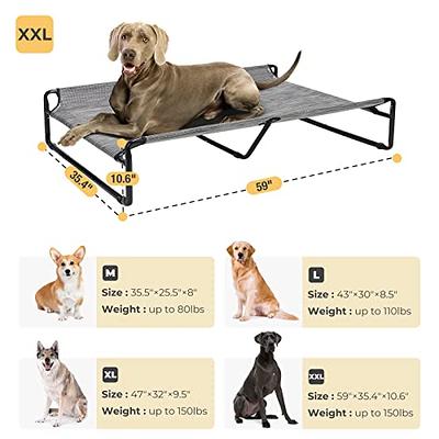 Veehoo Metal Elevated Dog Bed, Cooling Raised Pet Cot with Washable Mesh,  Medium, Black Silver 