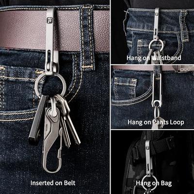 Key Holder Titanium Belt Loop Keychain Clip EDC Duty Quick Release Hooks  With Detachable KeyRing for Men Best Gifts