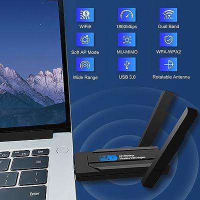 AX1800 USB WiFi Adapter, WiFi 6 Dongle for PC - 802.11ax Dual Band