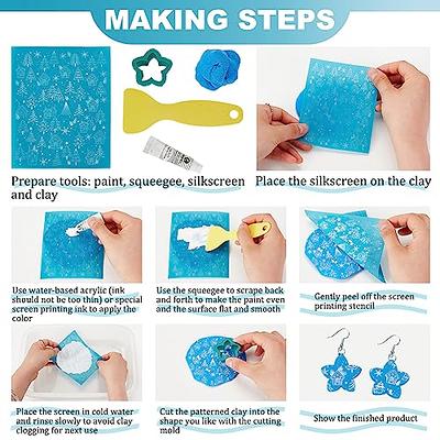 NEW Polymer Clay Silk Screen Stencils Reusable Silkscreen Print Kit for  Printing Clay Stamps Jewelry Earrings