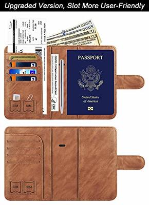 Airtag Passport Holder for Women, RFID Blocking Travel Passport Case with  Credit Card Holders, Bifold Air Tag Wallets for Ladies, Slim Thin Leather