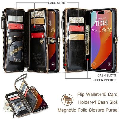 Wallet Case for iPhone 15 Pro Max with Card Holder Wrist Hand Strap  Protective Phone Cover