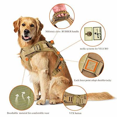 Hanshengday Tactical Service Dog Vest Harness Outdoor Training Handle Water-Resistant Comfortable Military Patrol K9 Dog Harness with Handle